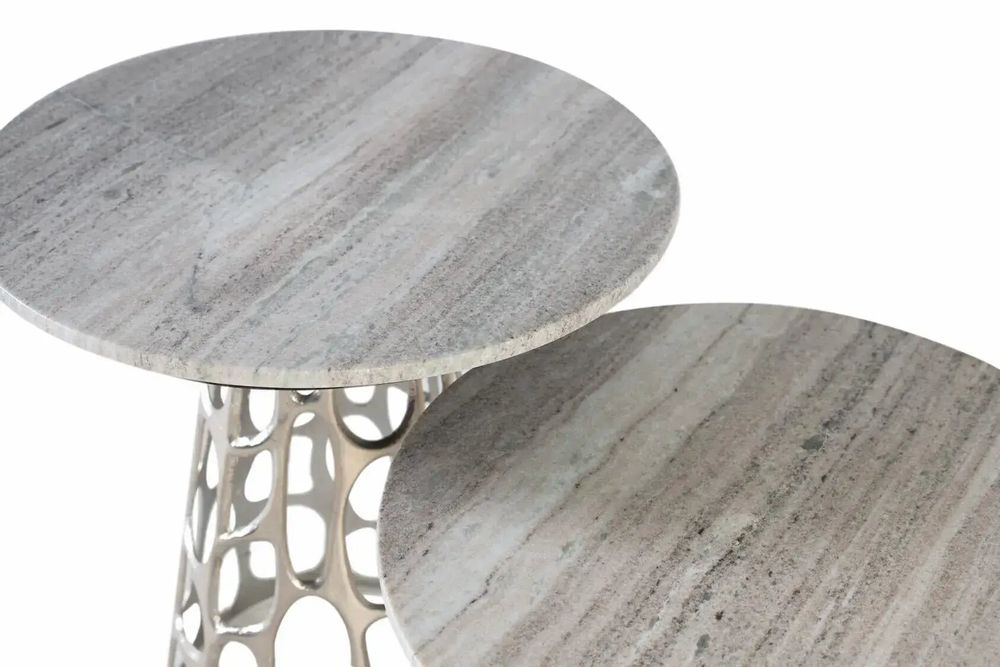 Coffee tables - Set of two coffee tables with circular marble top - GINER Y COLOMER