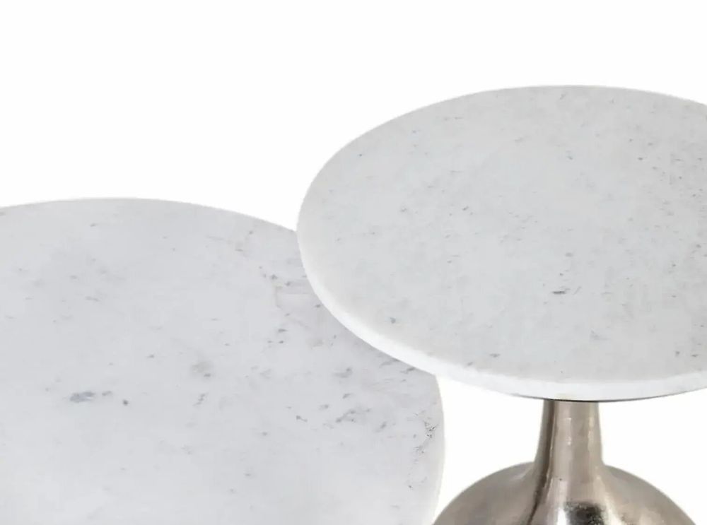 Tables basses - Lot de deux tables basses avec plateau circulaire en marbre - GINER Y COLOMER