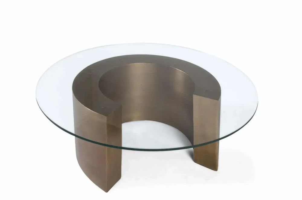 Tables basses - Table basse avec plateau en verre circulaire et bord biseauté - GINER Y COLOMER