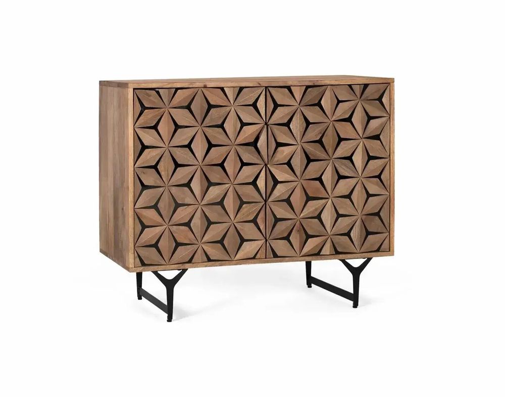 Sideboards - Hand-carved two-door sideboard in mango wood - GINER Y COLOMER