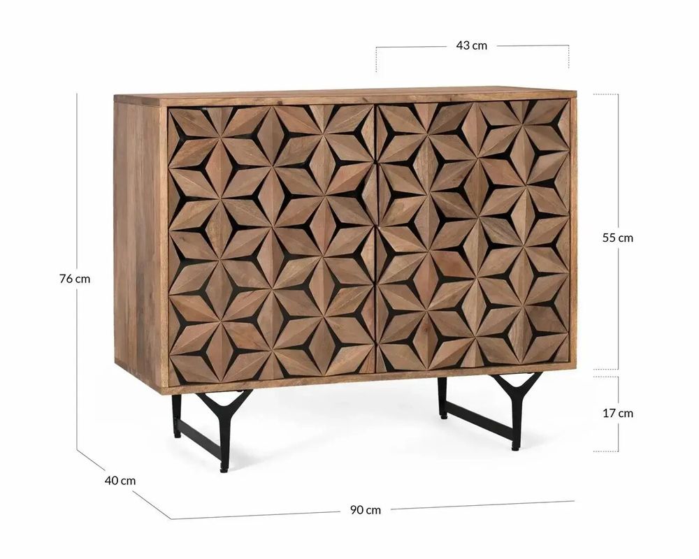 Sideboards - Hand-carved two-door sideboard in mango wood - GINER Y COLOMER