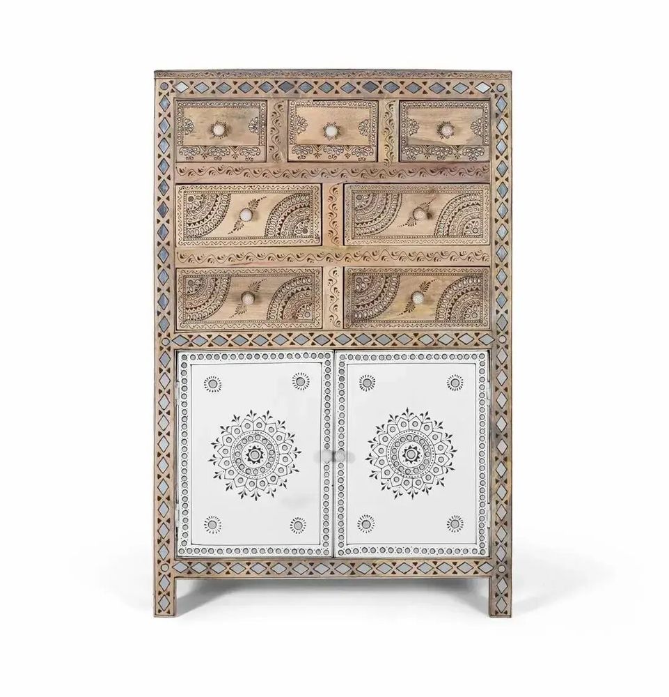Sideboards - Mango wood and MDF sideboard with hand-painted details - GINER Y COLOMER