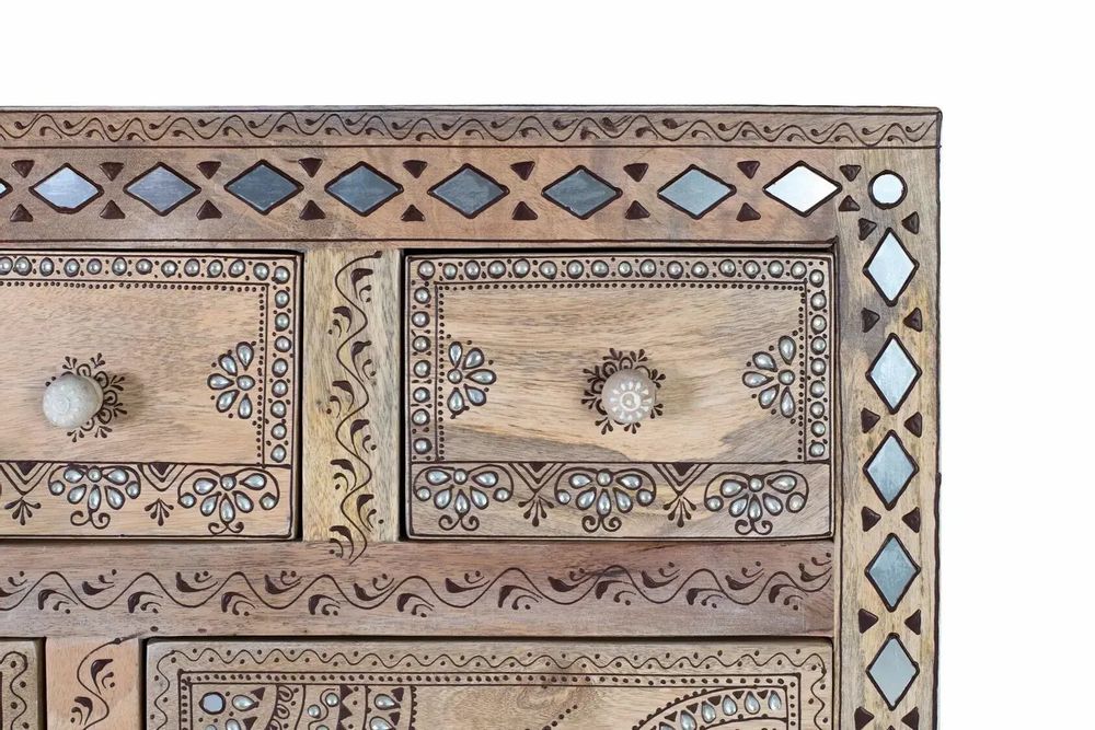 Sideboards - Mango wood and MDF sideboard with hand-painted details - GINER Y COLOMER