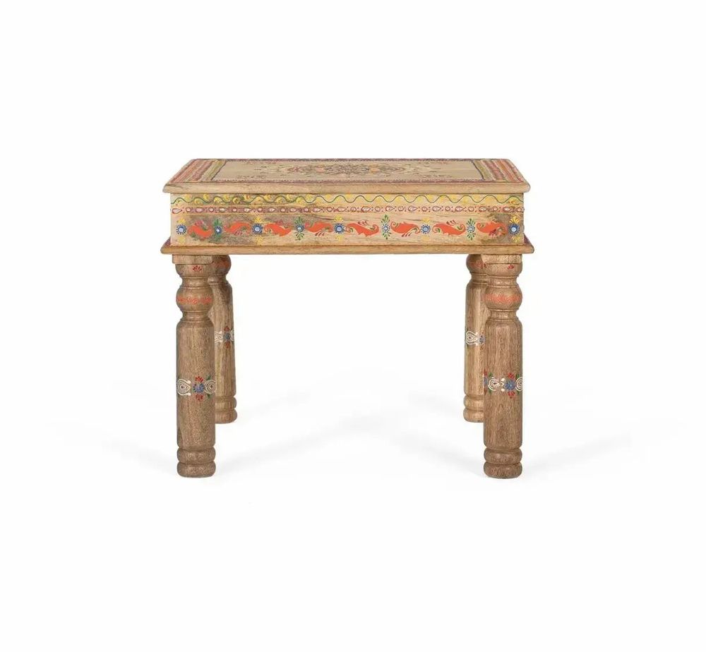 Coffee tables - Mango wood coffee table with hand-painted details - GINER Y COLOMER