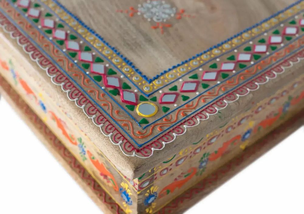 Coffee tables - Mango wood coffee table with hand-painted details - GINER Y COLOMER