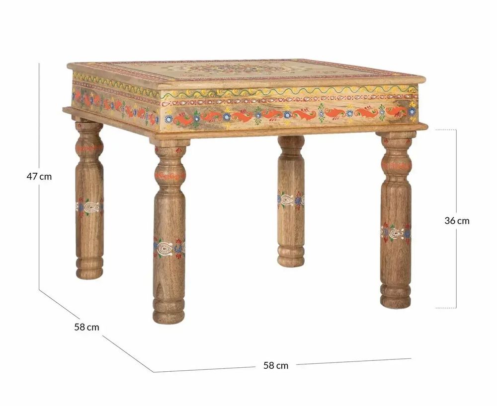 Coffee tables - Mango wood coffee table with hand-painted details - GINER Y COLOMER