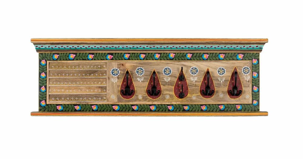 Other wall decoration - Hand painted mango wood wall coat rack - GINER Y COLOMER