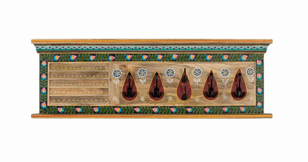 Other wall decoration - Hand painted mango wood wall coat rack - GINER Y COLOMER