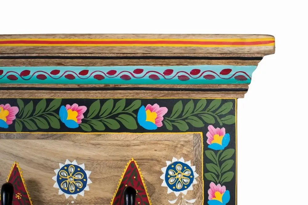 Other wall decoration - Hand painted mango wood wall coat rack - GINER Y COLOMER
