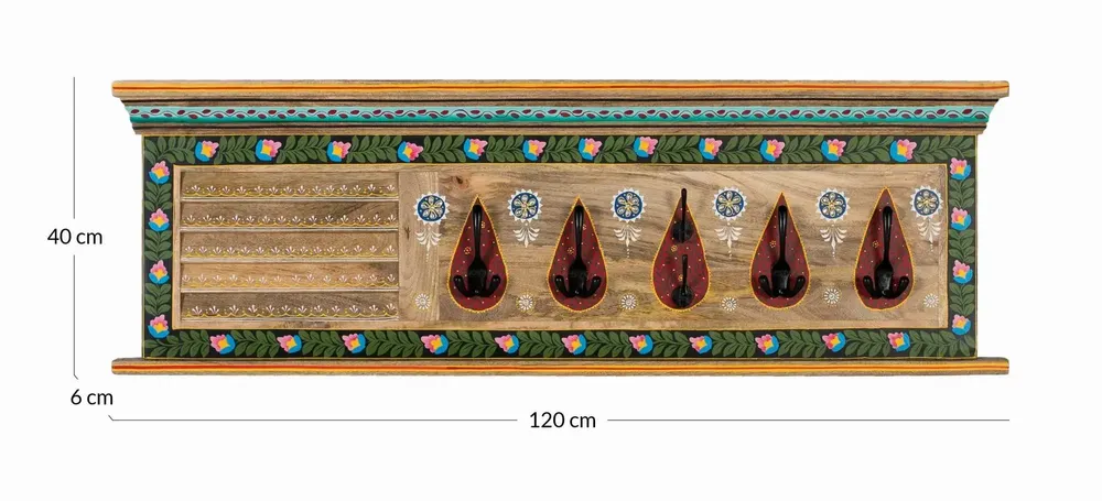 Other wall decoration - Hand painted mango wood wall coat rack - GINER Y COLOMER