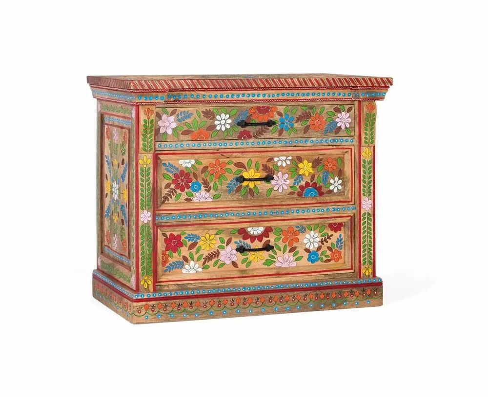 Commodes - Commode à trois tiroirs en bois de manguier peint à la main - GINER Y COLOMER