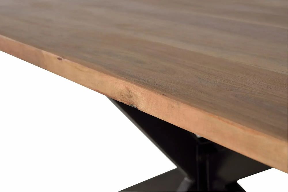 Tables Salle à Manger - Table à manger en bois d'acacia naturel et pieds en métal noir - GINER Y COLOMER