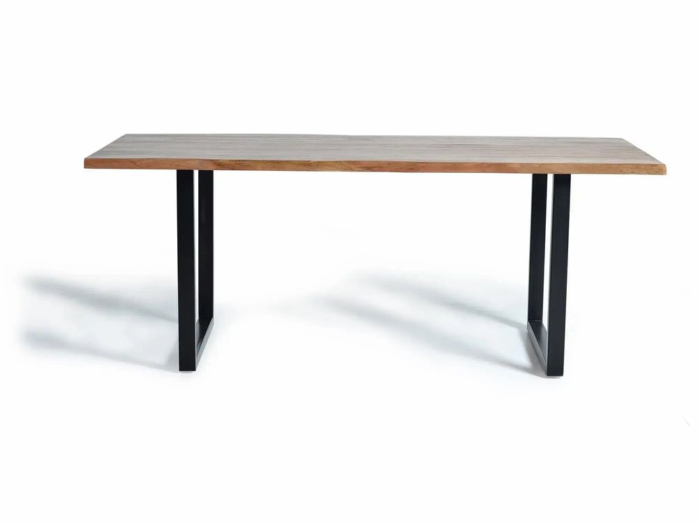 Dining Tables - Dining table in natural acacia wood and black metal legs - GINER Y COLOMER