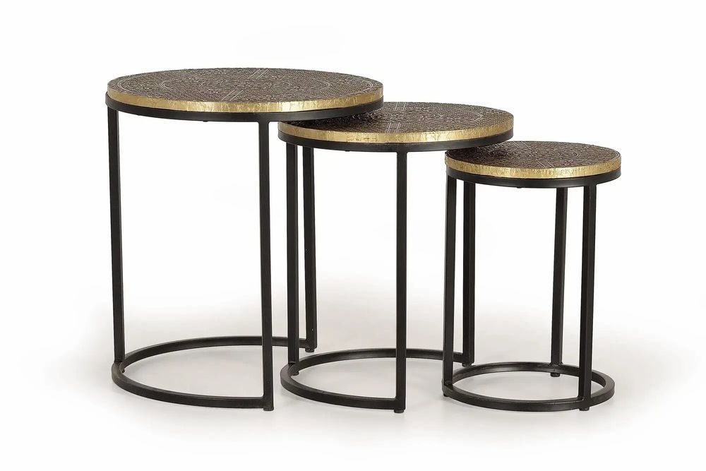 Tables basses - Lot de 3 tables plateau bronze et piètement métal - GINER Y COLOMER