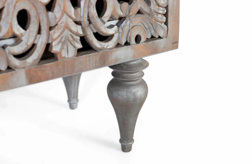 Sideboards - Mango wood sideboard with two carved side doors - GINER Y COLOMER