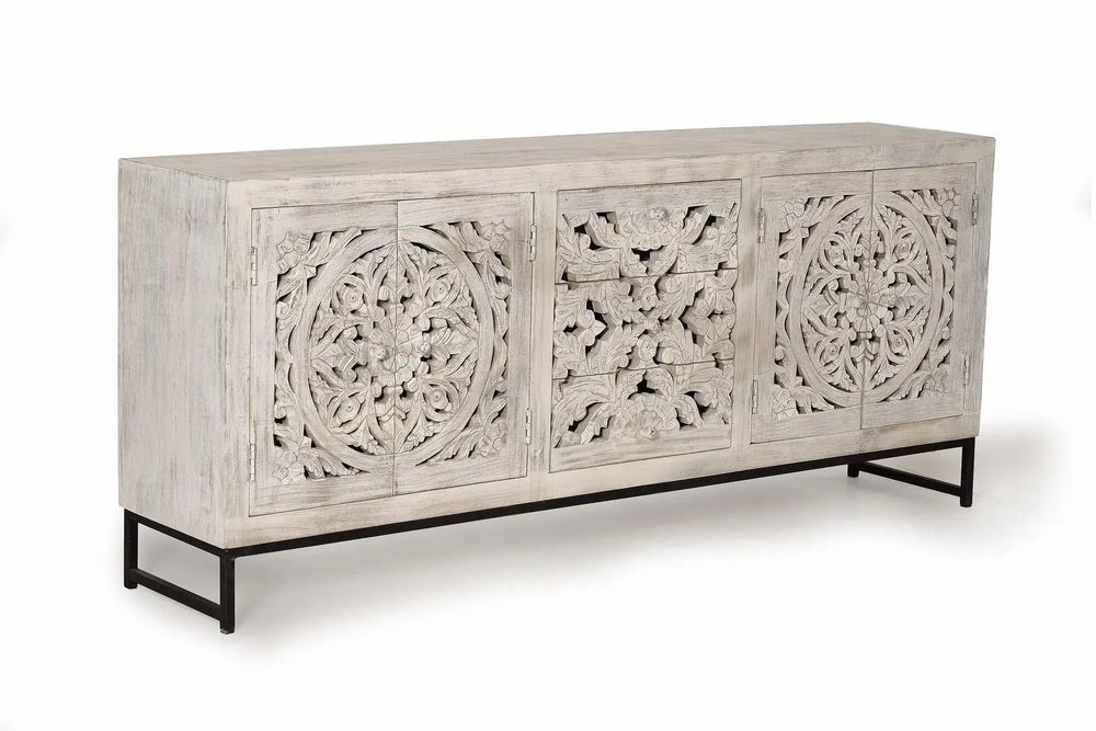 Sideboards - Mango wood sideboard and aged white metal legs - GINER Y COLOMER