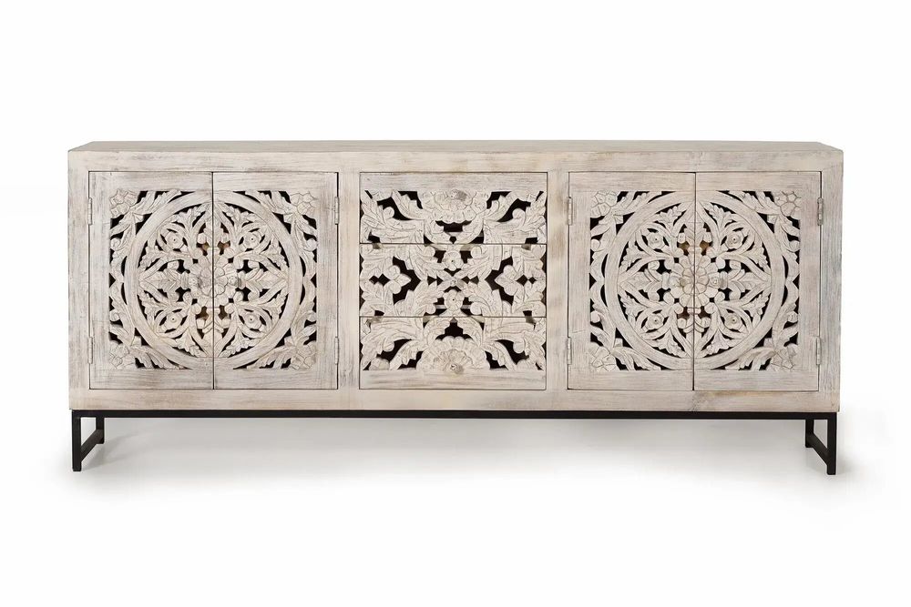 Sideboards - Mango wood sideboard and aged white metal legs - GINER Y COLOMER