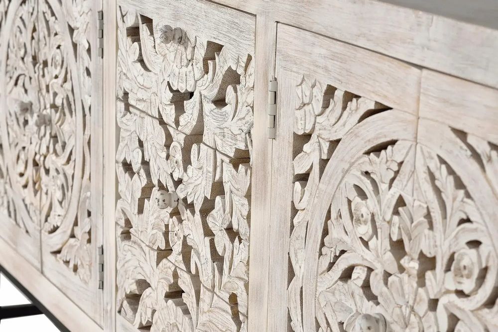 Sideboards - Mango wood sideboard and aged white metal legs - GINER Y COLOMER