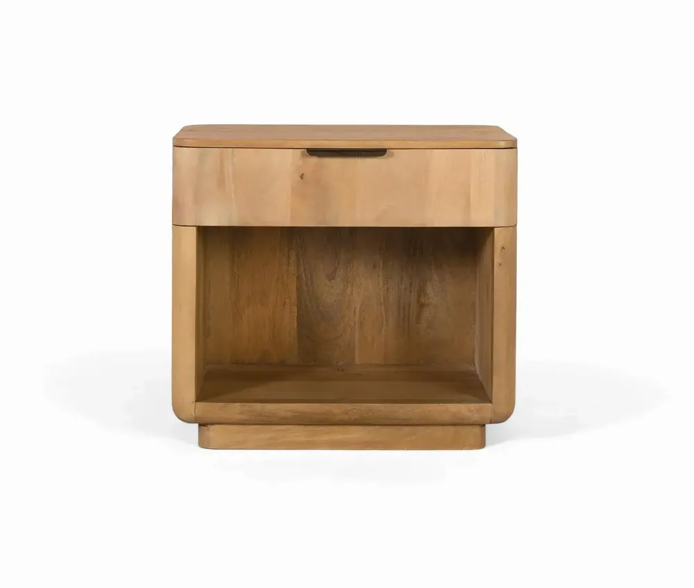 Night tables - Mango wood bedside table with rounded corners - GINER Y COLOMER
