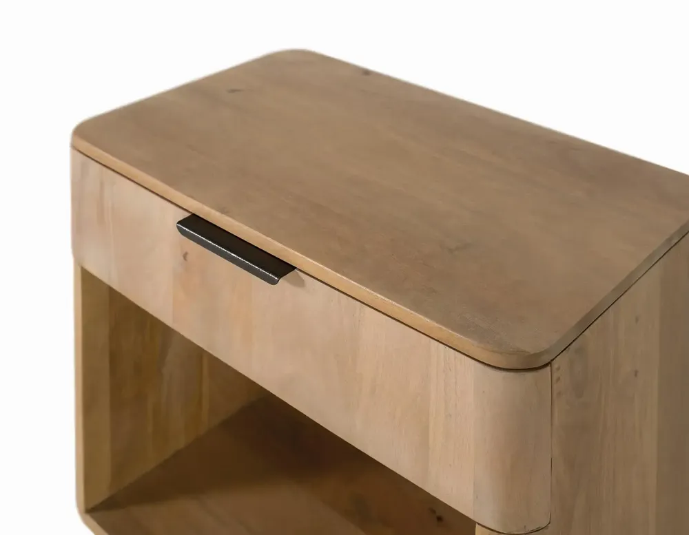 Night tables - Mango wood bedside table with rounded corners - GINER Y COLOMER