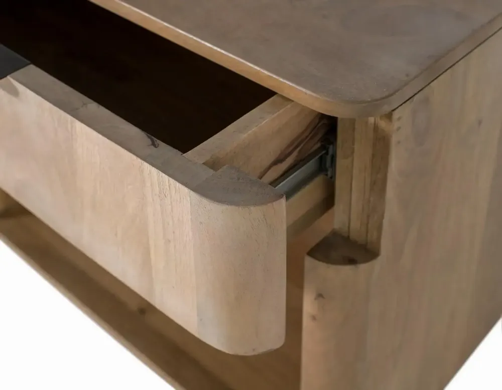 Night tables - Mango wood bedside table with rounded corners - GINER Y COLOMER
