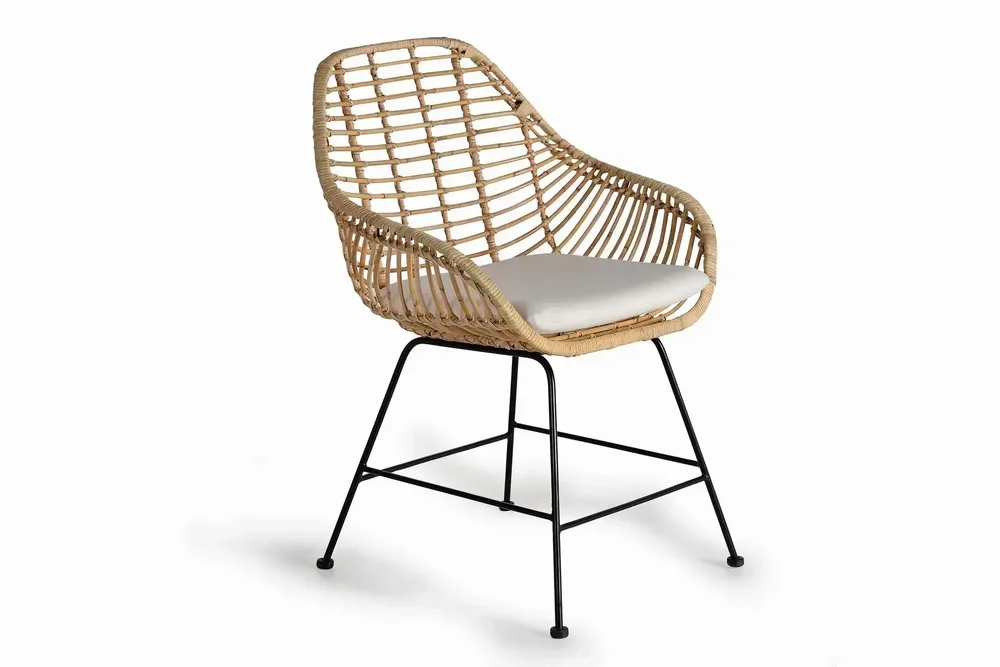 Chairs - Set of 2 rattan and metal chairs - GINER Y COLOMER