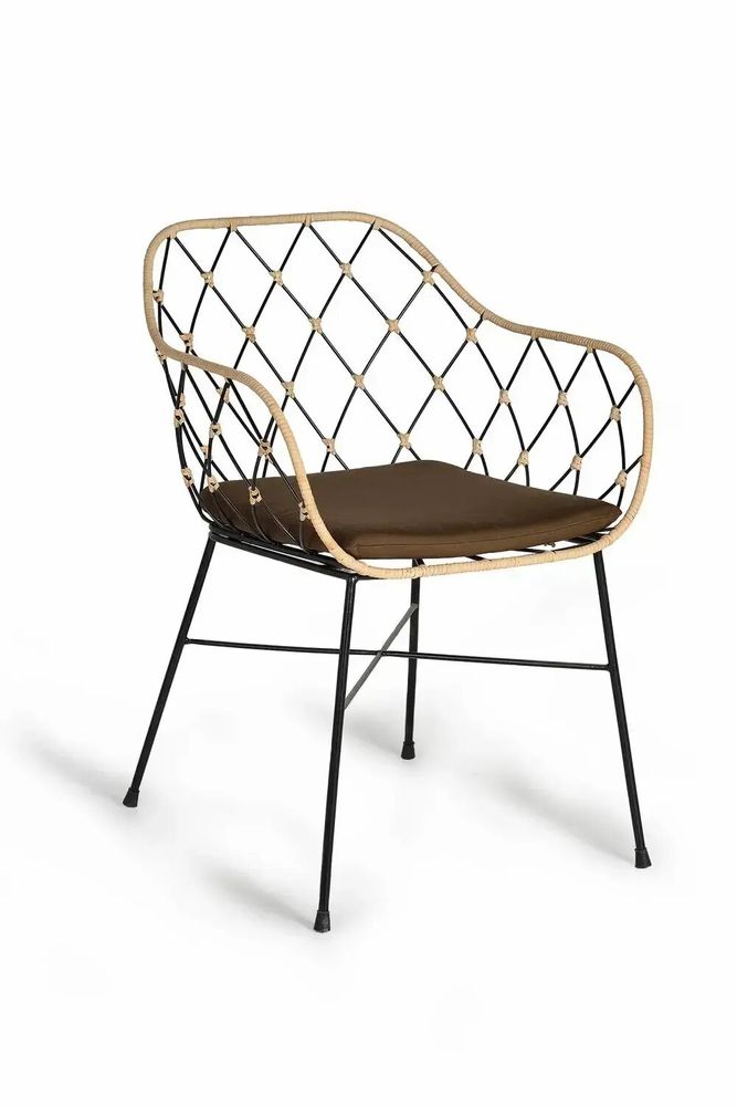 Fauteuils - Lot de 4 fauteuils en rotin et pieds en métal - GINER Y COLOMER