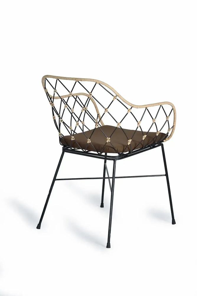 Fauteuils - Lot de 4 fauteuils en rotin et pieds en métal - GINER Y COLOMER