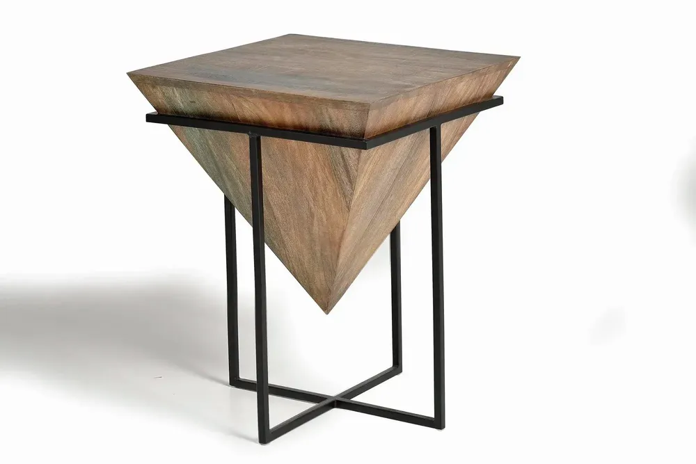Tables basses - Table d'angle en bois de manguier en métal - GINER Y COLOMER