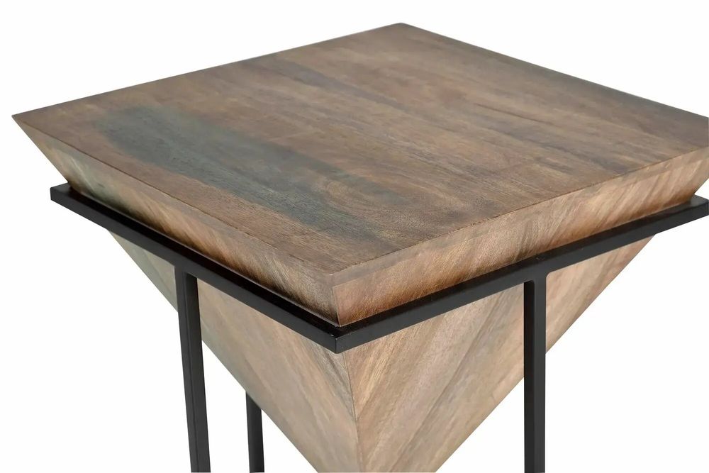 Tables basses - Table d'angle en bois de manguier en métal - GINER Y COLOMER