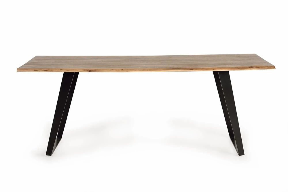 Tables Salle à Manger - Table à manger en bois d'acacia naturel et pieds en métal noir - GINER Y COLOMER