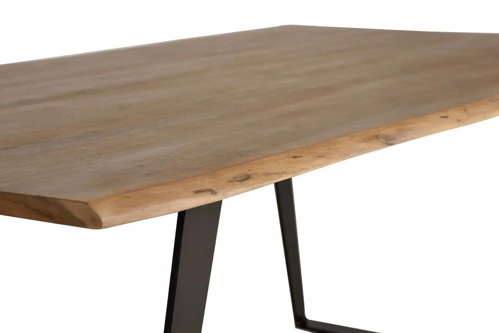 Tables Salle à Manger - Table à manger en bois d'acacia naturel et pieds en métal noir - GINER Y COLOMER