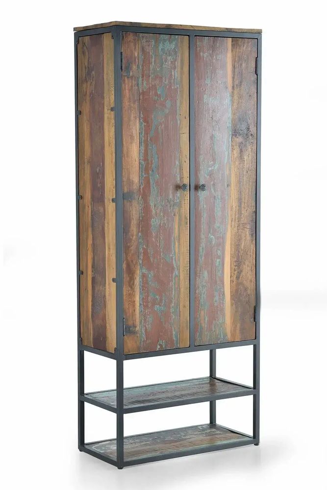 Sideboards - Recycled wood display case and multi-colored metal legs - GINER Y COLOMER