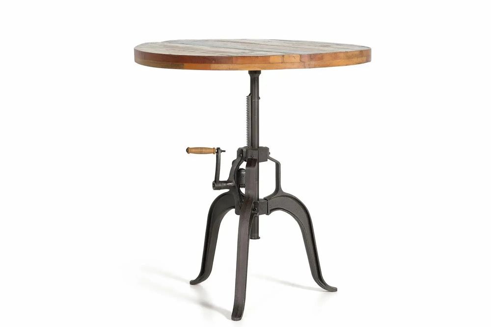 Dining Tables - Dining table in natural acacia wood and black metal legs - GINER Y COLOMER