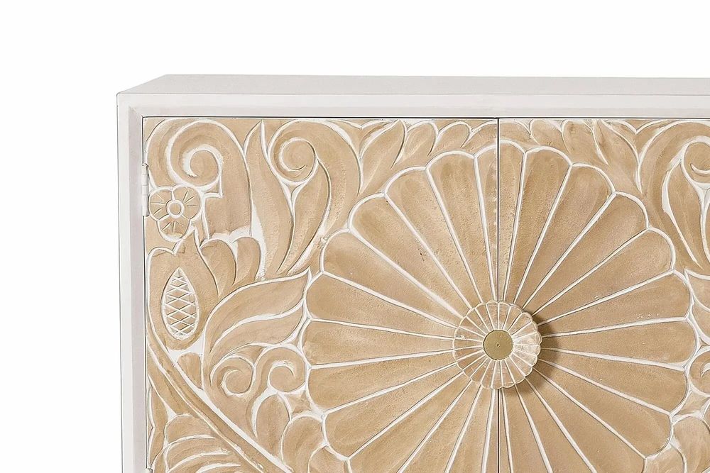 Buffets - Buffet en bois de manguier avec des détails en or blanc - GINER Y COLOMER