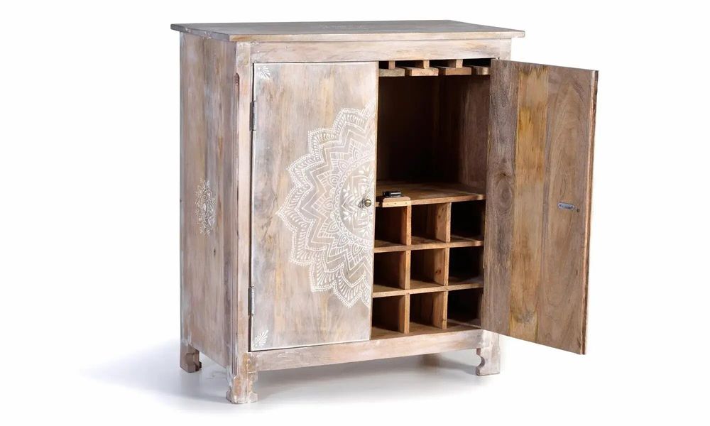 Buffets - Meuble bar en manguier blanc vieilli - GINER Y COLOMER