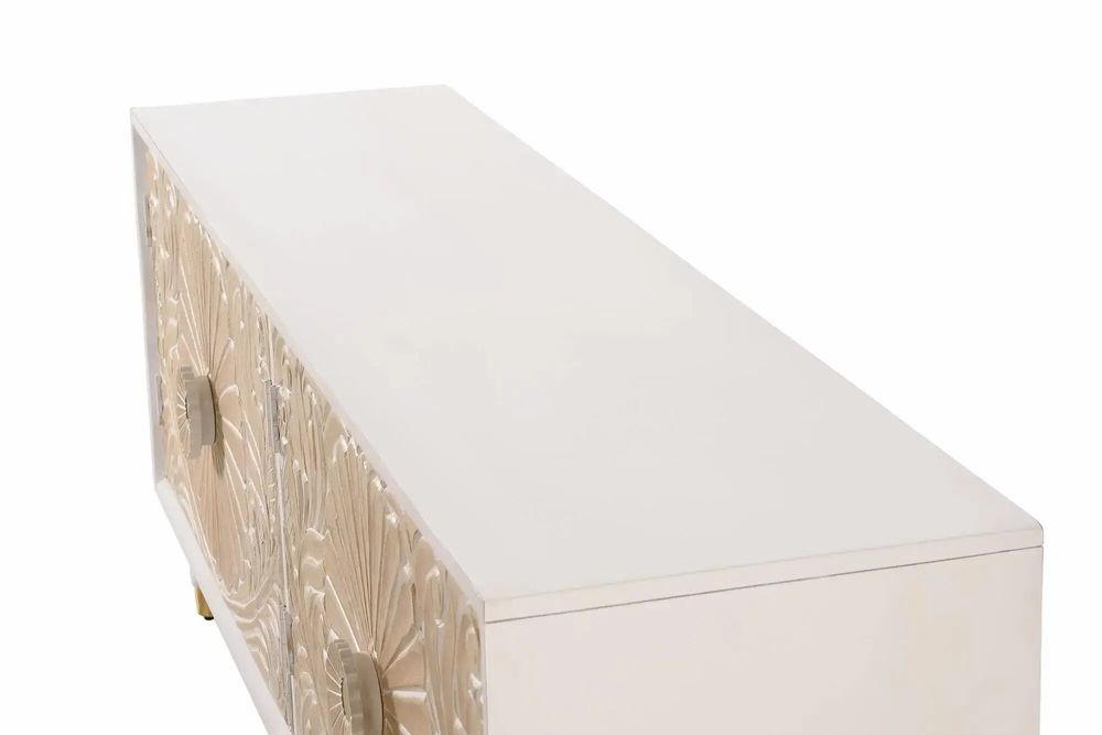 Meubles TV - Meuble TV en manguier blanc avec touches dorées - GINER Y COLOMER