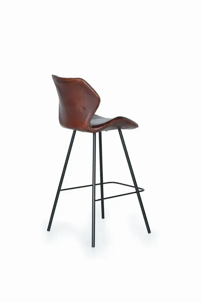 Tabourets - Lot de 2 tabourets en cuir naturel avec pieds en métal - GINER Y COLOMER
