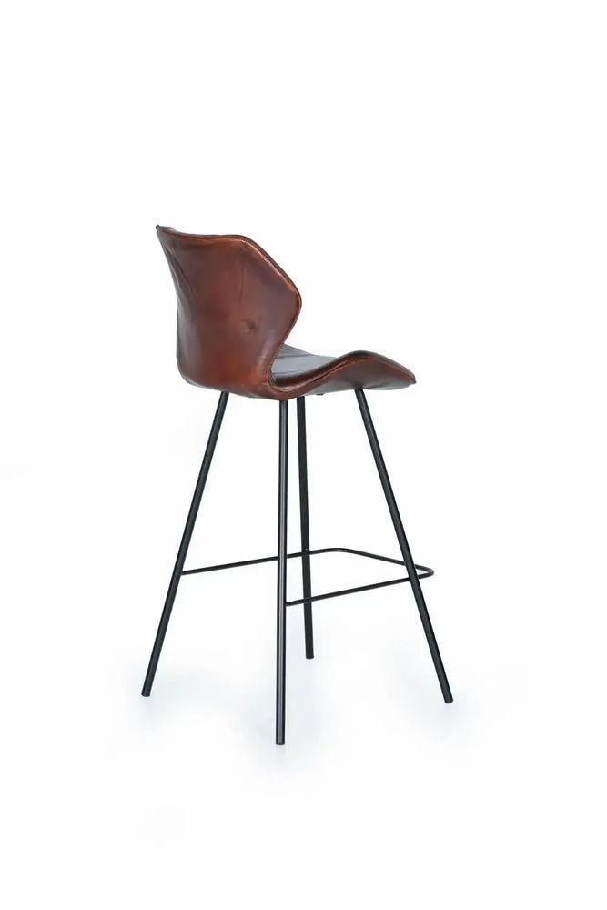 Tabourets - Lot de 2 tabourets en cuir naturel avec pieds en métal - GINER Y COLOMER