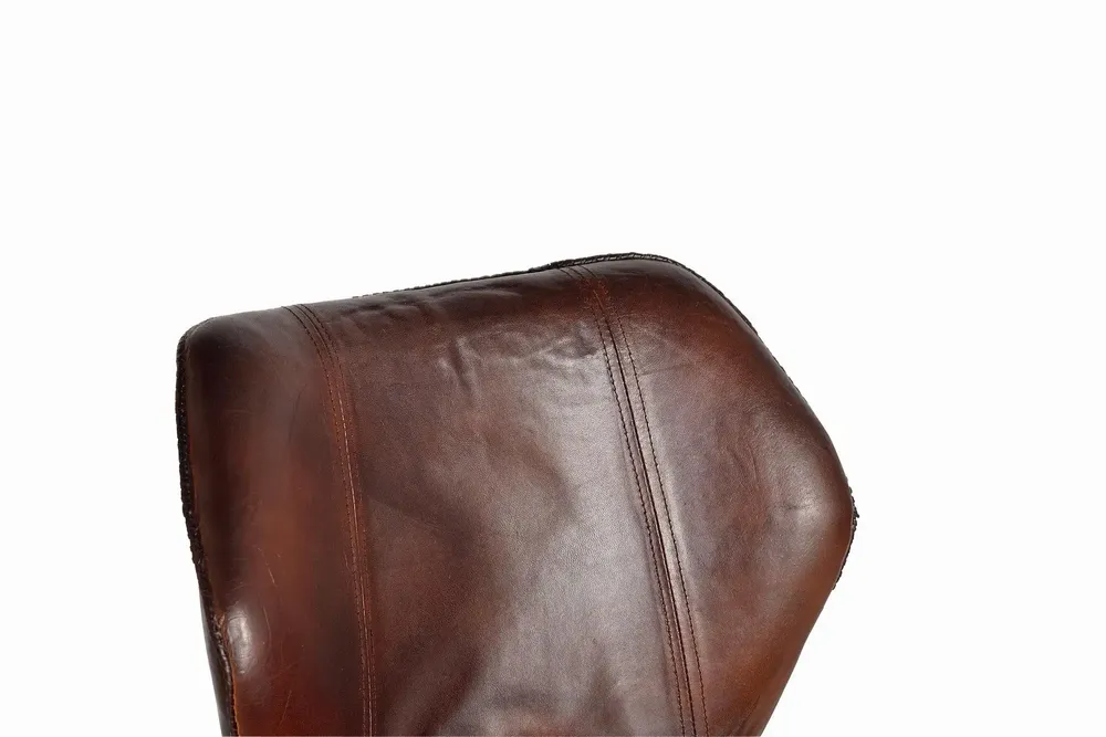 Tabourets - Lot de 2 tabourets en cuir naturel avec pieds en métal - GINER Y COLOMER