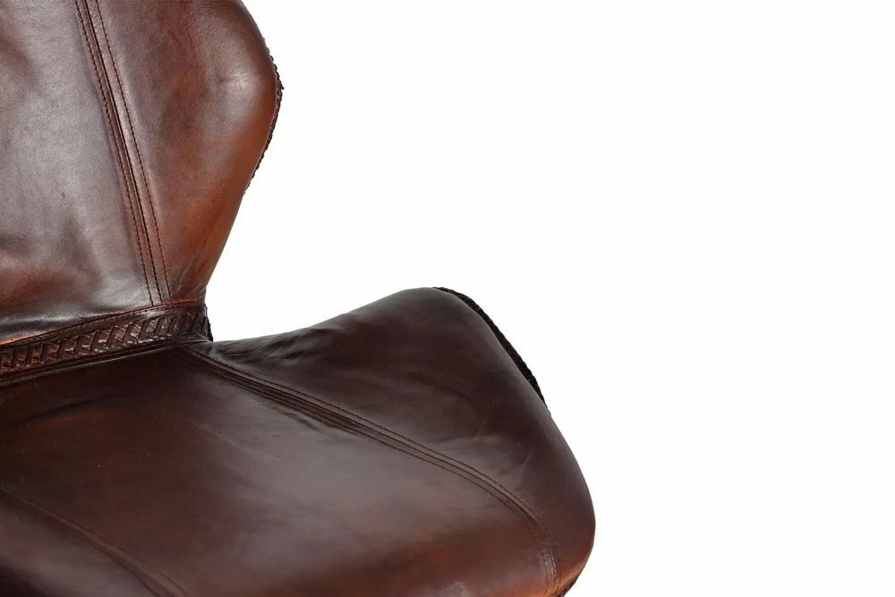 Tabourets - Lot de 2 tabourets en cuir naturel avec pieds en métal - GINER Y COLOMER