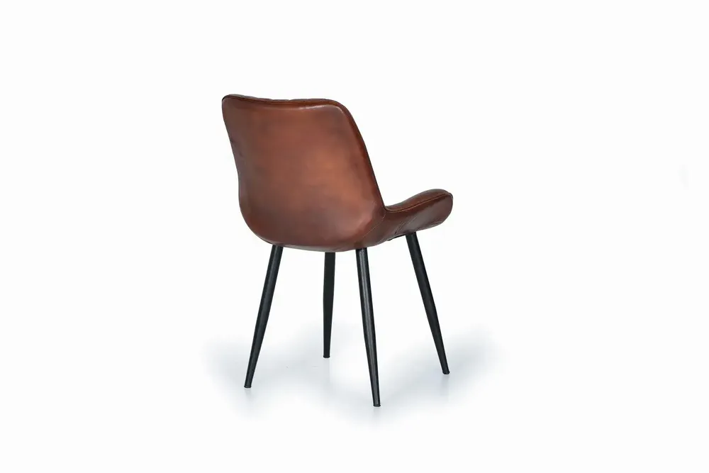 Chairs - Set of 2 chairs in brown leather and metal - GINER Y COLOMER