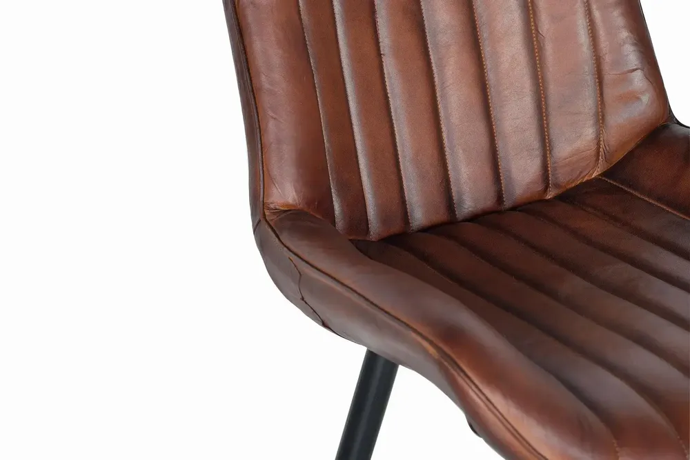 Chairs - Set of 2 chairs in brown leather and metal - GINER Y COLOMER
