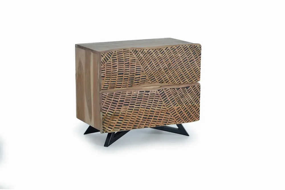 Night tables - Acacia wood bedside table and metal legs - GINER Y COLOMER