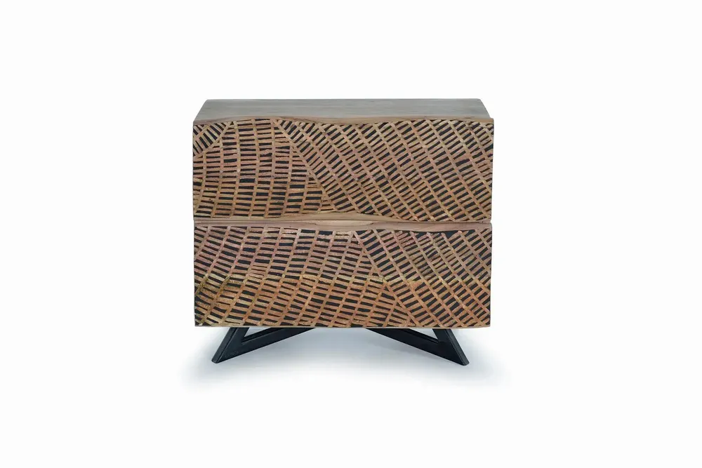 Night tables - Acacia wood bedside table and metal legs - GINER Y COLOMER