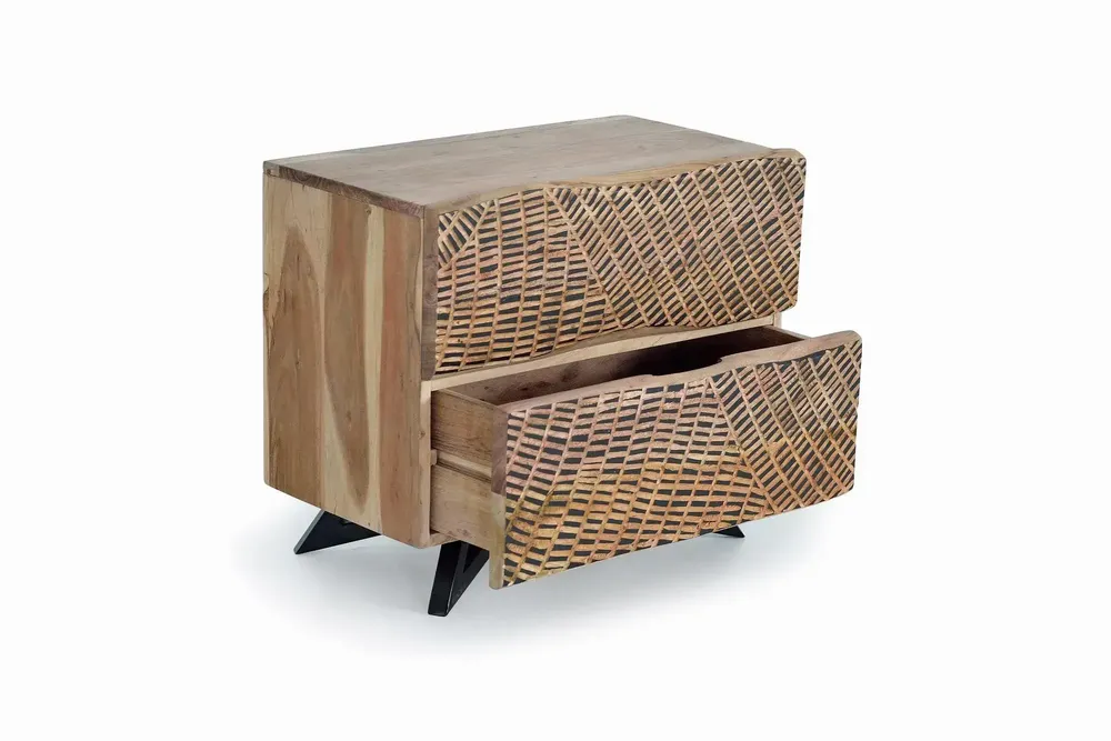 Night tables - Acacia wood bedside table and metal legs - GINER Y COLOMER