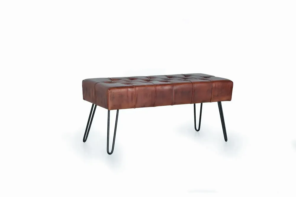 Bancs - Banc en cuir et pieds en métal - GINER Y COLOMER