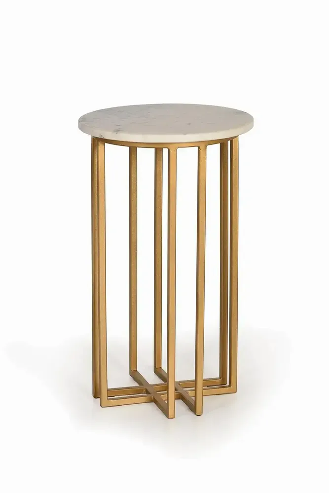 Tables basses - Table d'appoint avec plateau en marbre et pieds dorés - GINER Y COLOMER