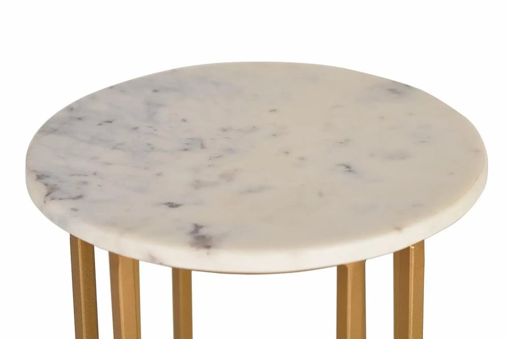 Coffee tables - Side table with marble top and gold legs - GINER Y COLOMER