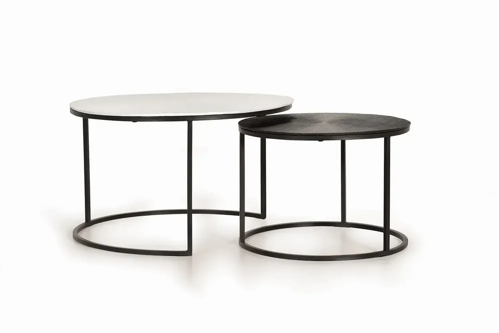 Tables basses - Lot de 2 tables basses avec structure et plateaux en métal - GINER Y COLOMER